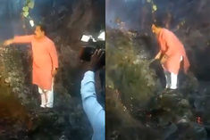 Uttarakhand minister douses forest fire with bush