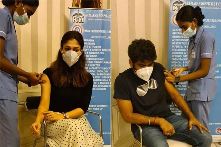Actress Nayanthara and her boyfriend Vignesh Shivan took the first dose of vaccine Actress Nayanthara and her boyfriend Vignesh Shivan took the first dose of vaccine