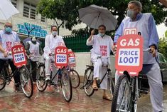 Trinamool Congress MPs cycle to Parliament