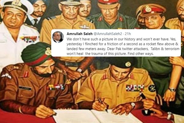 Afghan VP Amrullah Saleh slams Pakistani trolls with an image of 1971 Pak Army surrender  