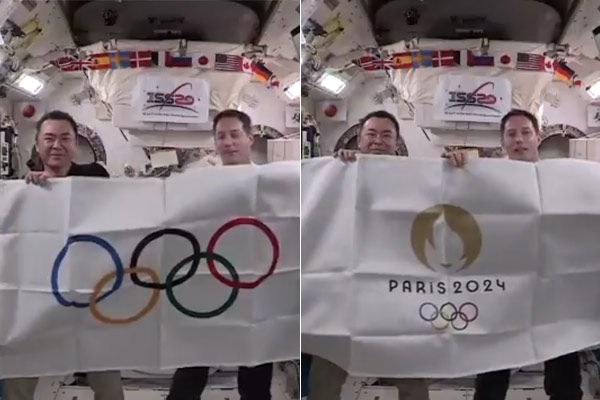 Astronauts take Tokyo Olympics to space