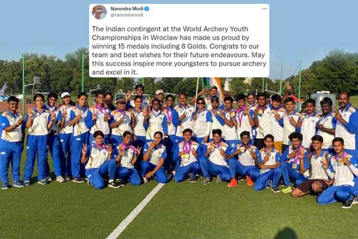 PM Modi congratulates the team of archers who won 15 medals in Poland