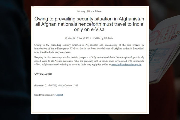 E Visa mandatory for Afghans E Visa mandatory for Afghans