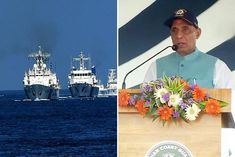 Defense Minister Rajnath Singh arrives