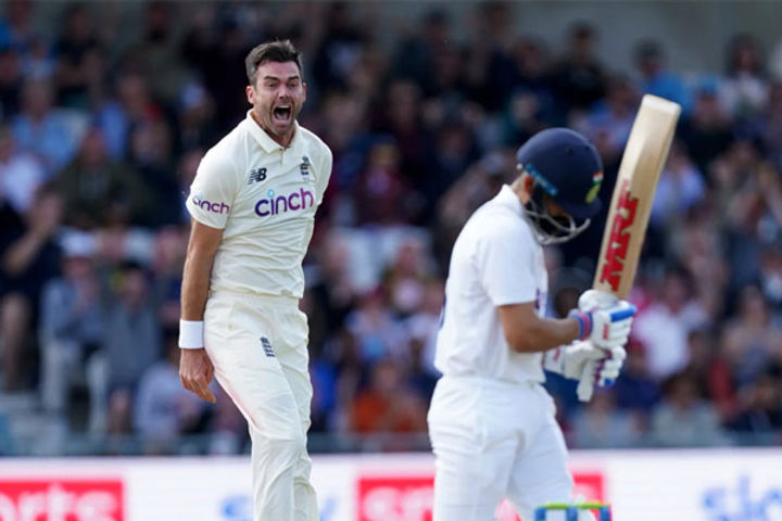 James Anderson on celebration after Kohli wicket