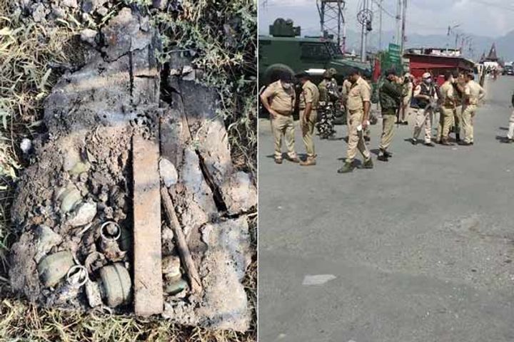 Six China made grenades kept in sand bags recovered in the valley