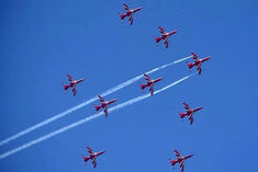 Fighter planes and helicopters showed acrobatics over Dal Lake