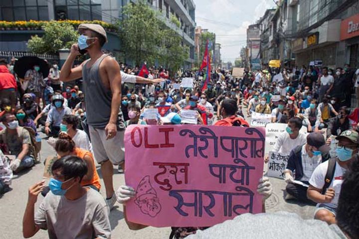 Youth demonstrated against Chinese encroachment in Nepal