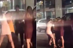 Girl Beating Up In Front Of Sky Hilton