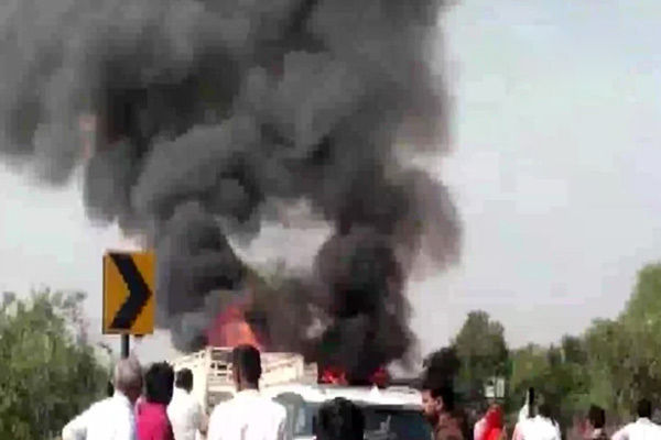 Bus and tanker collide in Barmer
