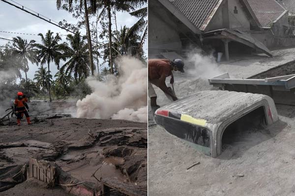 Indonesia 14 killed ashcovered houses after Semaru volcano erupts on Java island