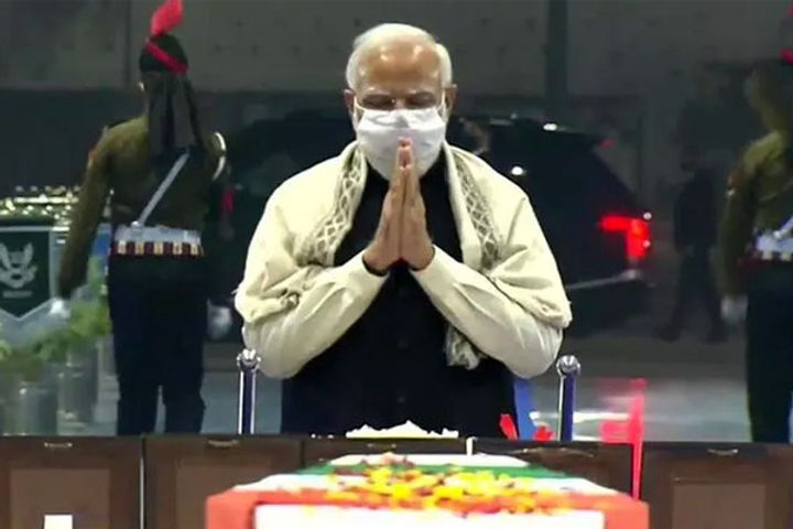 PM Modi salutes CDS Bipin Rawat, Brigadier Lidder and other bravehearts at Palam Airport