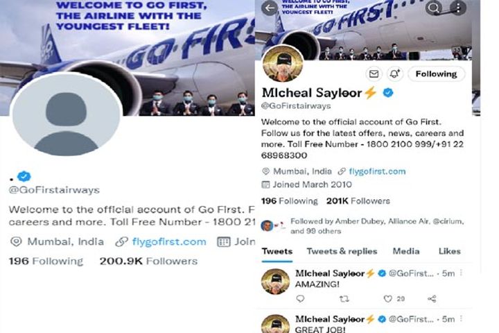 Go First Airlines Twitter account hacked