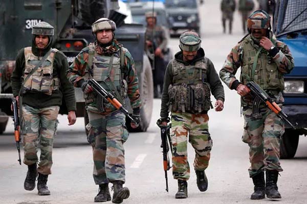 security forces surrounded two terrorists in pulwama asked to surrender