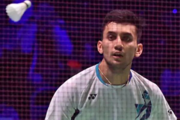 Lakshya Sen in the final of the All England Badminton tournament 