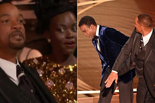 Will Smith punches Oscar Awards host Chris Rock on stage, jokes about his wife