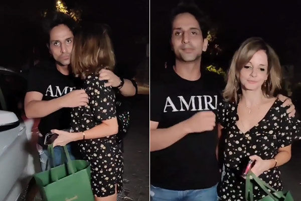 Hrithiks ex wife was seen hugging roomed boyfriend on the road late at night video viral