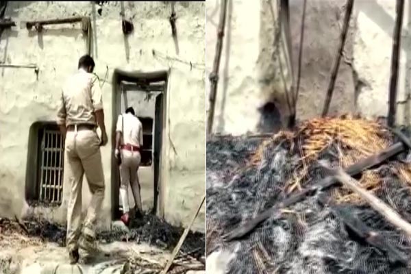 massive fire caused by bomb explosion in south 24 parganas