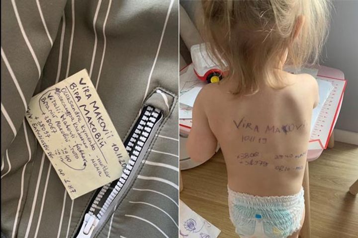 Ukrainian mother wrote something like this on the back of the girl that the journalist shared this t