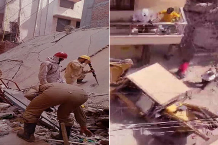 Under construction building collapses in Delhis Satya Niketan area 5 people feared trapped