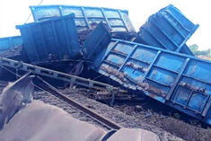 goods train overturned