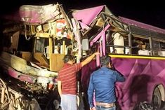 over speed bus collided with truck on yamuna expressway in mathura