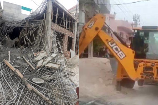 The roof of an under construction building collapses in Mundka one dead 2 injured some more feared t