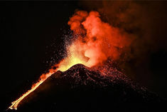 Europe's tallest volcano Etna in Sicily, Italy, is erupting again since Monday