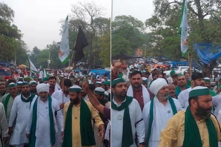 farmers from across the country who reached haridwar in protest against agneepath took out a foot ma