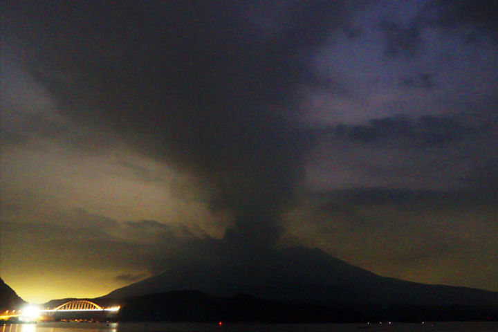 volcanic eruption on southern kyushu island in japan