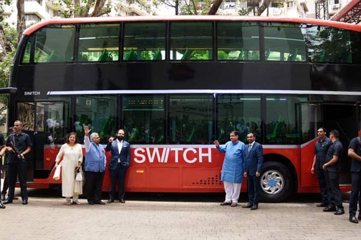 Nitin Gadkari launched the countrys first double decker AC electric bus Nitin Gadkari launched the countrys first double decker AC electric bus