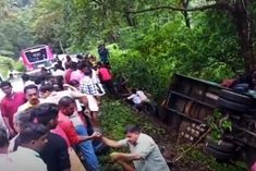 bus falls into gorge 15 feet below kerala 1 killed 58 injured