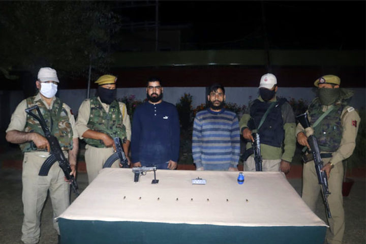 two lashkar e taiba hybrid terrorists arrested in sopore arms recovered