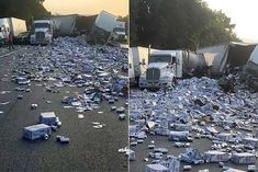 5 trucks collide in florida thousands of beer cans scattered on the road