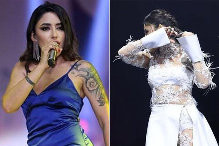 Turkish singer Melek Mosso cuts her hair on stage in protest against the hijab