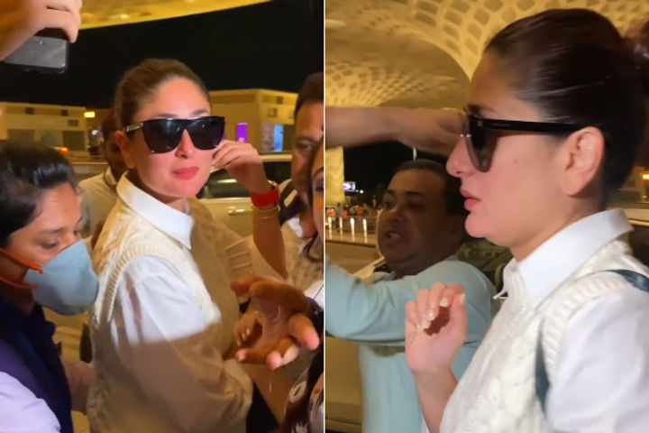 Fan misbehaved with Kareena at the airport while being photographed, video viral Fan misbehaved with Kareena at the airport while being photographed, video viral