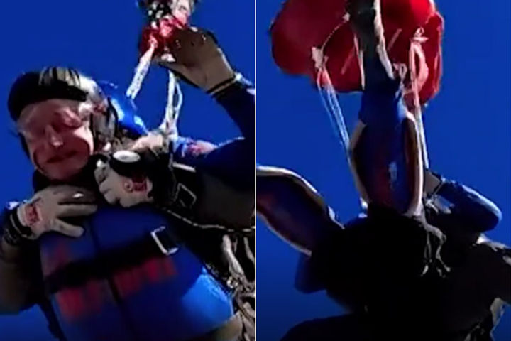man jumps from a height of 15000 feet for wifes nursing home video goes viral