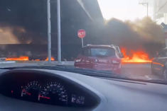 a train capsized after colliding with an oil tanker in mexico a huge fire broke out in many nearby h