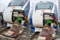 front part of vande bharat train broken accident at atul railway station in gujarat