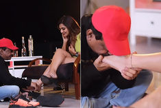 ram gopal varma was seen kissing the feet of the actress the video went viral