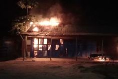 biplab debs ancestral house attacked shop and several vehicles set on fire