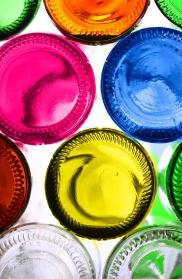 glass, sand, lime, soda, ash, high temperature