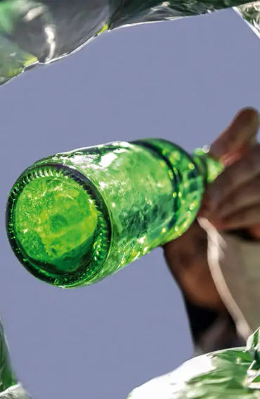 Glass, sand, lime, soda, ash, high temperature