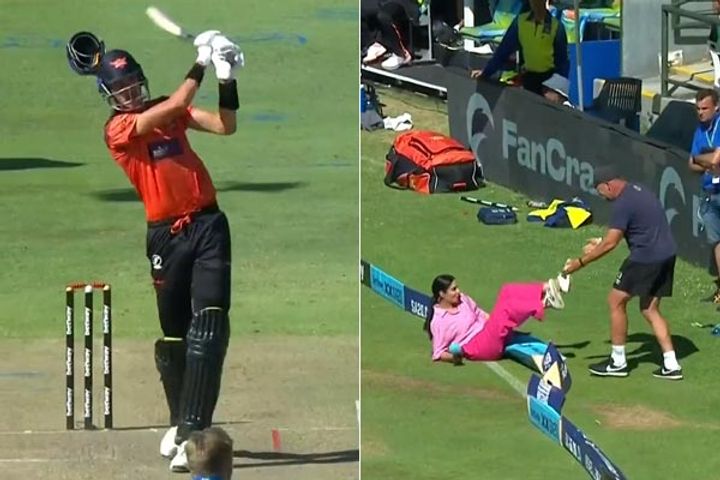 during the match pakistani anchor zainab abbas collided with the fielder and fell