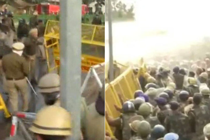 uproar over old pension scheme in haryana clash between police and employees at chandigarh border