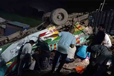 8 dead 50 injured as truck hits 3 stationary buses in mps sidhi