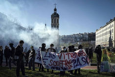 demonstration on the streets in france protest against pension system decision