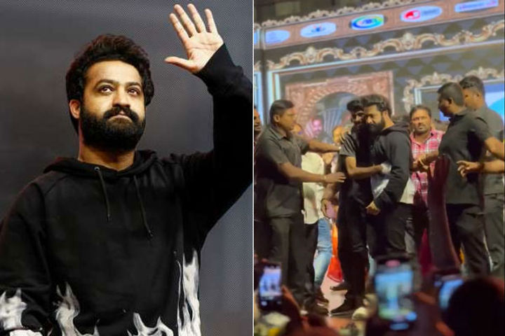 fan pounces on junior ntr by breaking the security cordon users are surprised to see the video