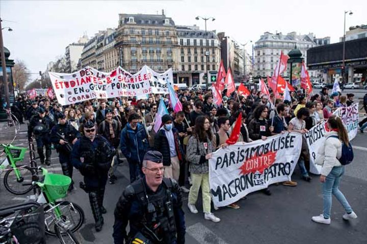 violence in protest against the pension bill in france vandalizing bus stops and shops