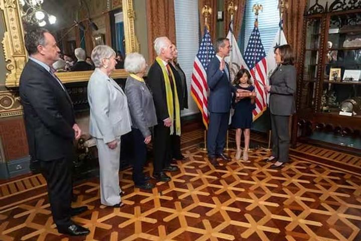 Eric Garcetti sworn in as US Ambassador to India, Kamala Harris administered oath